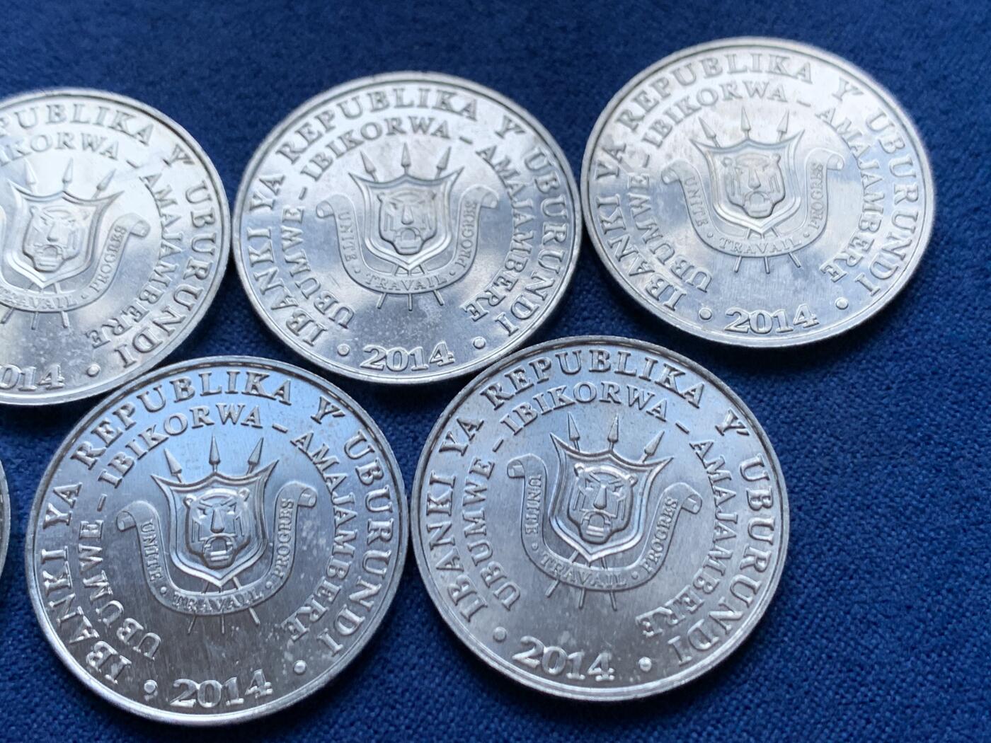 《竞宝斋》第445场 周日，周一，2场连拍 （全场包邮） 六枚一组 布隆迪2014年5法郎 不同鸟类币