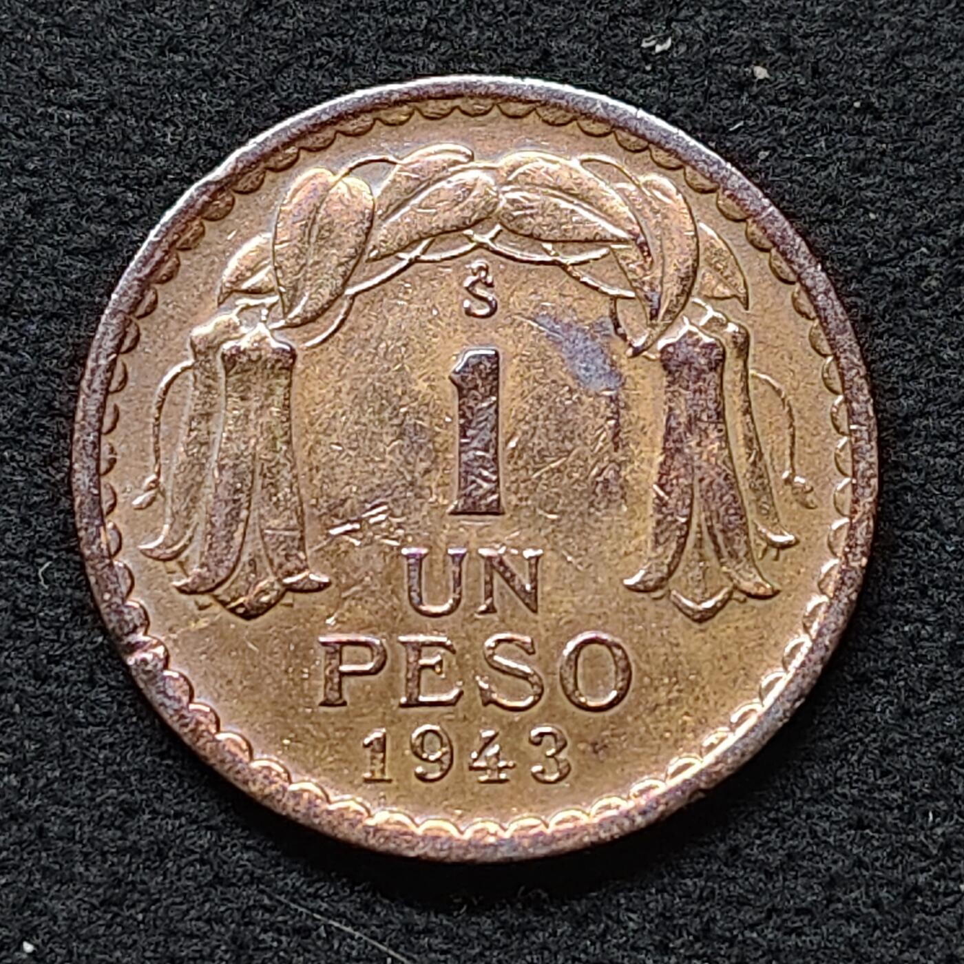 【全场包邮】纯粹捡漏拍484场（免费代拍第21场） 智利1943年贝尔纳多·奥希金斯1比索