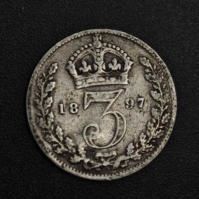 【淘币小摊】实时拍第八百二十一拍   散币场   满百包邮可预留二周 每周一统一发货   - 英国1897年维多利亚3便士银币