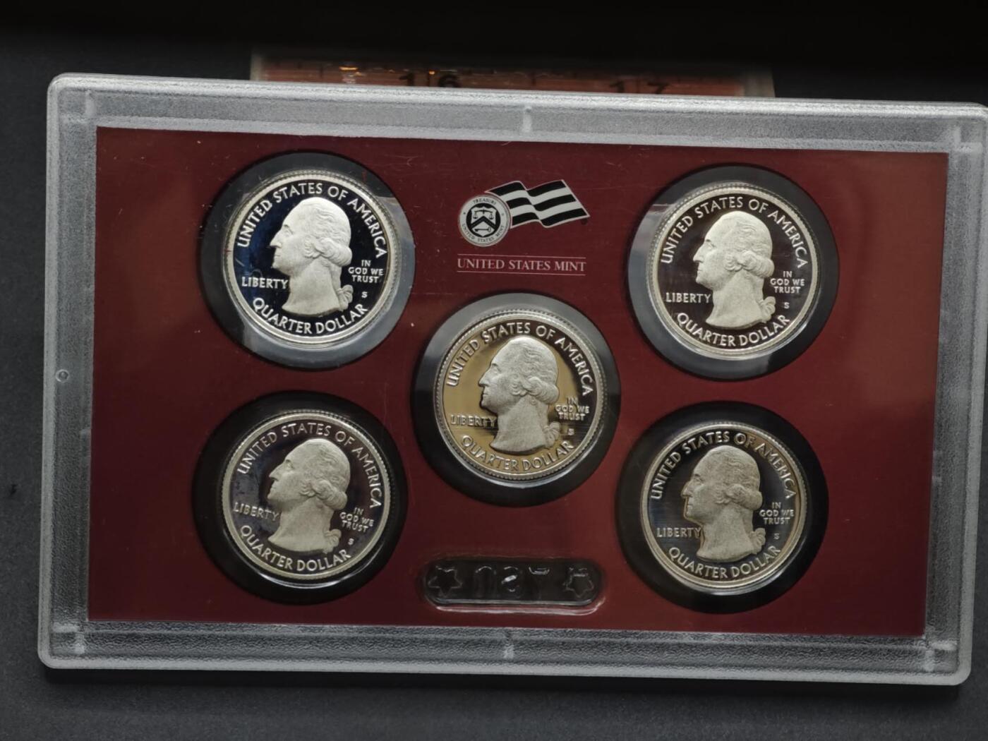 【淘币小摊】实时拍第八百二十二拍   银币套币场   满百包邮可预留二周 每周一统一发货   美国2010年25分国家公园精制银币5枚套原盒原证900银每枚重6.25克银价373