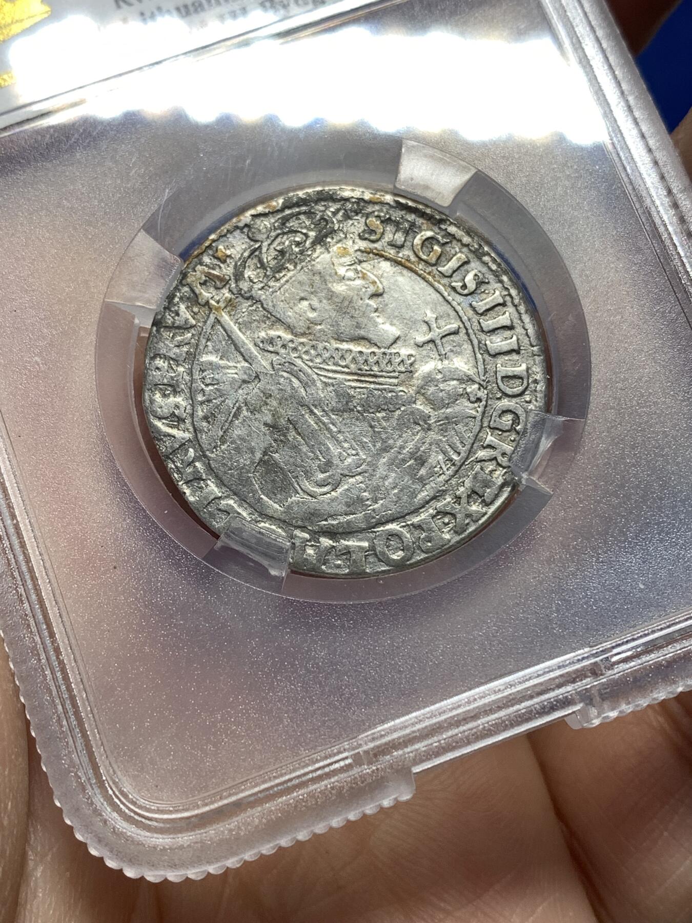 《竞宝斋》第446场 周日，周一，2场连拍 （全场包邮） TQG VF30 波兰立陶宛联邦 1623年 1/4泰勒 银币 西吉斯蒙德三世在位时期发行 打制良好 细节尚可 少见品种