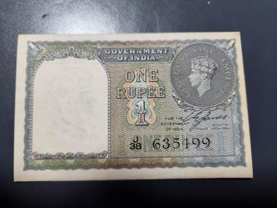 12月10号晚上8点 外国纸币自动截拍第71场 - 印度1940年1卢比 几乎全新