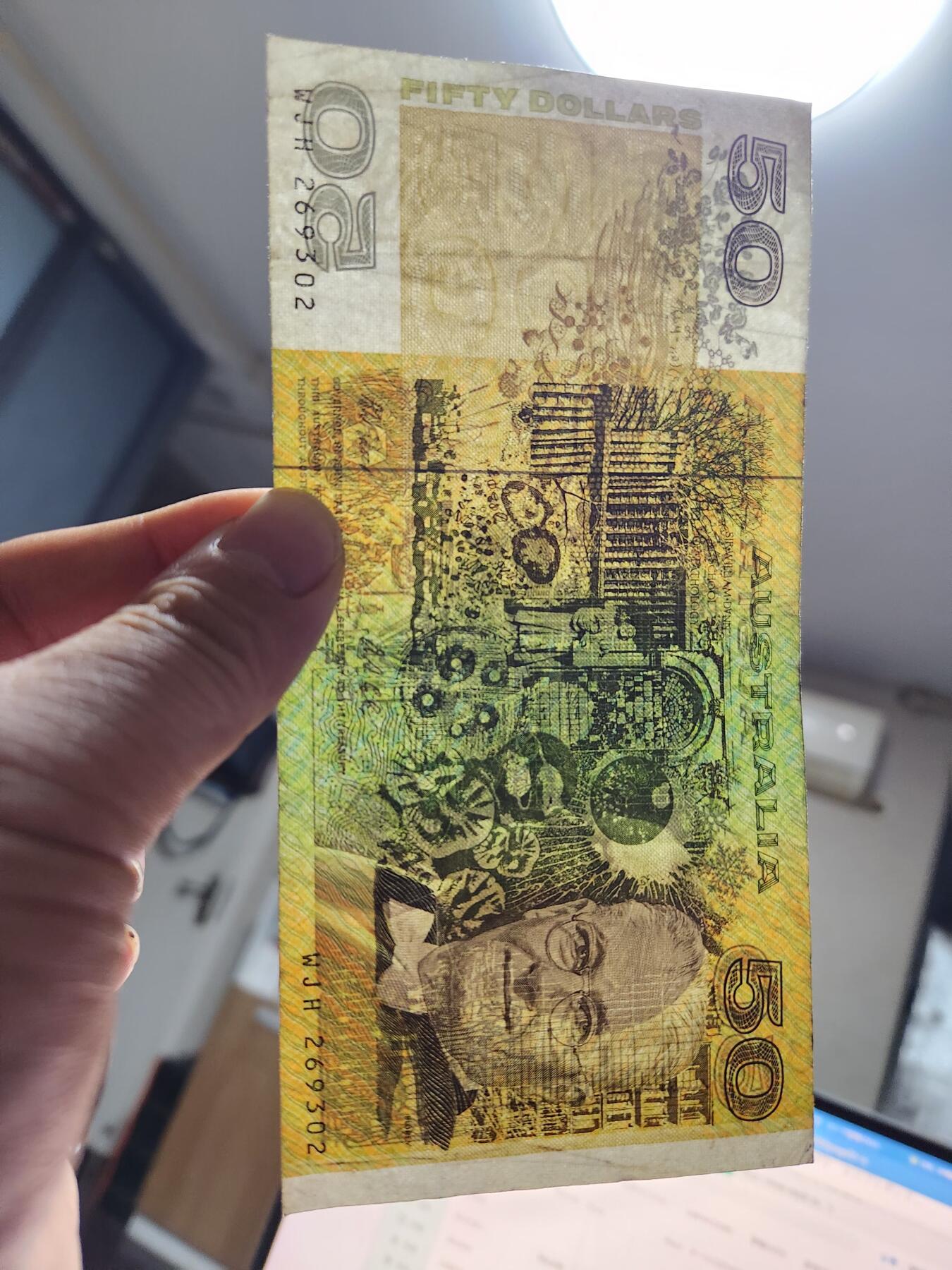 12月10号晚上8点 外国纸币自动截拍第71场 澳大利亚50稀少签名原票美品