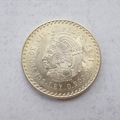 古楚泉社世界钱币专场NO.2 - 墨西哥1947年印第安人像5比索30克大银币