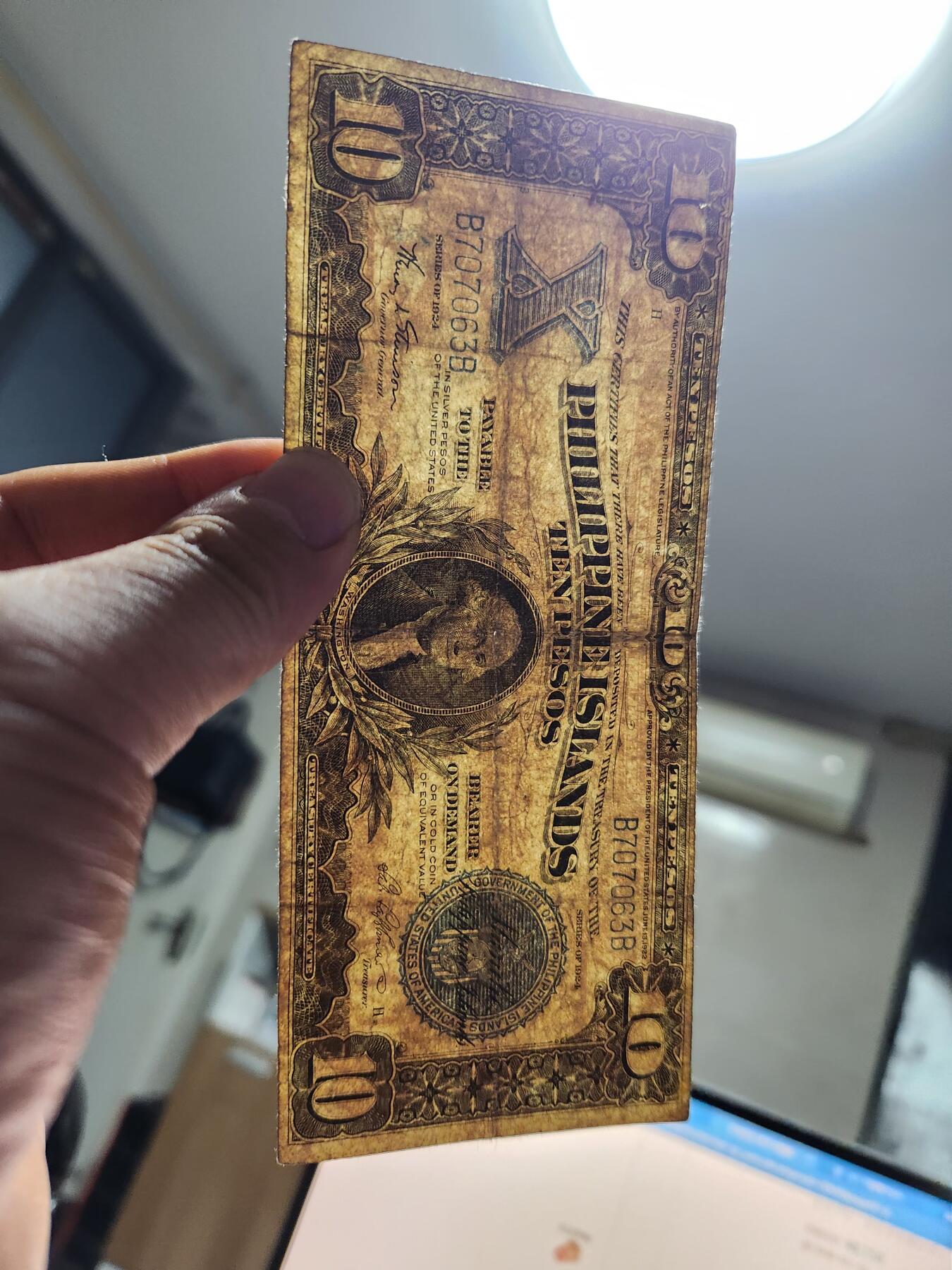 12月10号晚上8点 外国纸币自动截拍第71场 菲律宾1924年10比索 美品