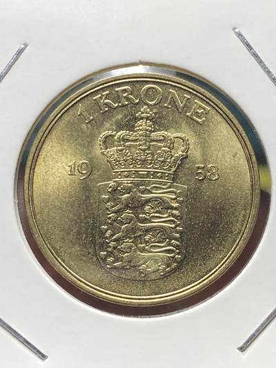 2025年第一百三十四场(总第一百六十场）外国好品纸夹散币场(免佣金) - 少见原光好品–丹麦🇩🇰1958年1克朗(弗雷德里克九世第二版，C; S版)