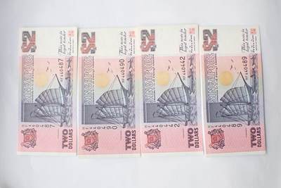 古楚泉社世界钱币专场NO.2 - 好品新加坡船版2元纸币4枚