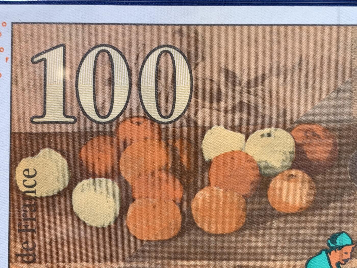 《竞宝斋》第446场 周日，周一，2场连拍 （全场包邮） PMG 66EPQ 法国 1997-98年100法郎 画家塞尚 豹子号