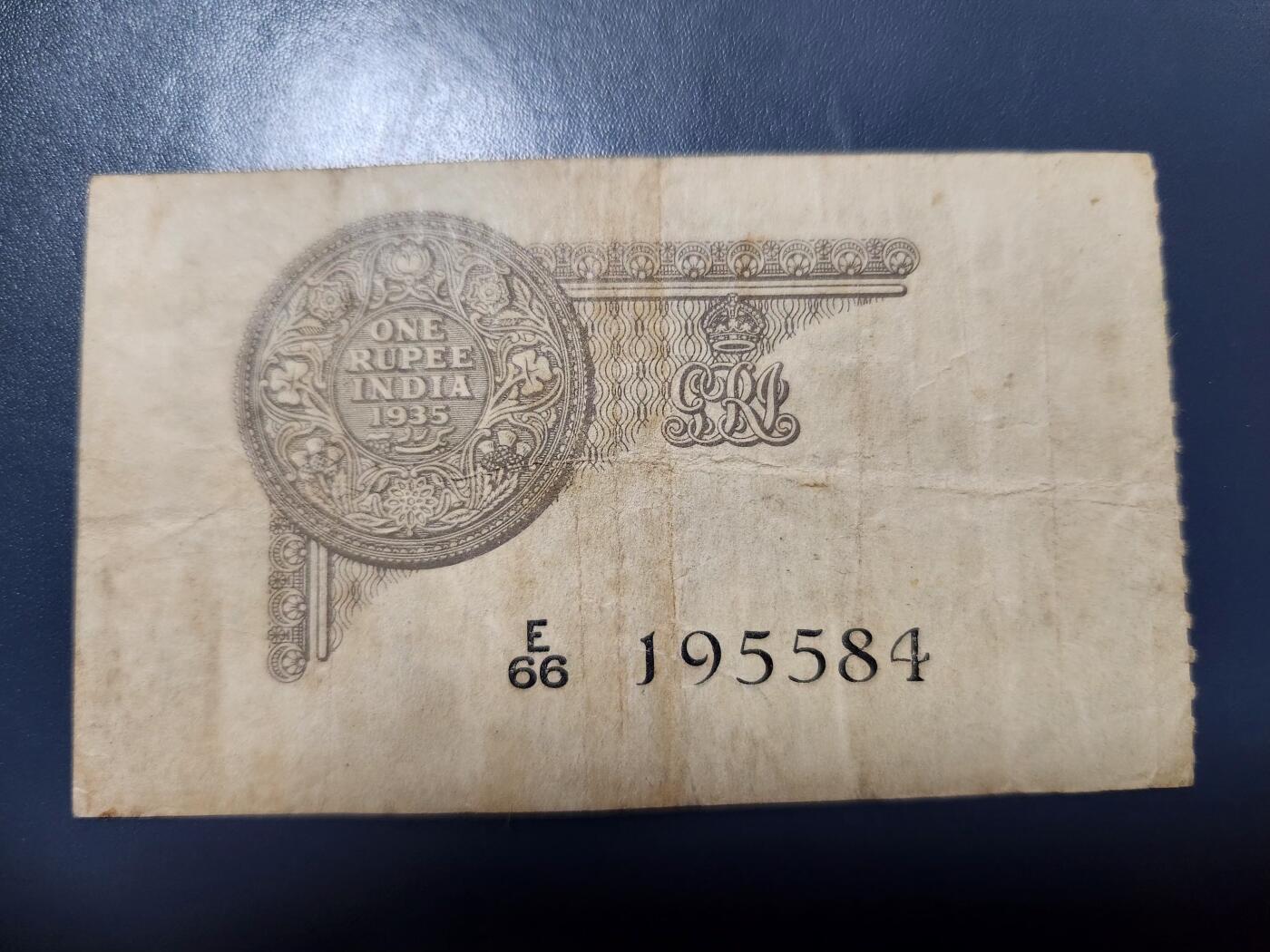 12月10号晚上8点 外国纸币自动截拍第71场 印度1935年1卢比 美品 稀缺品种