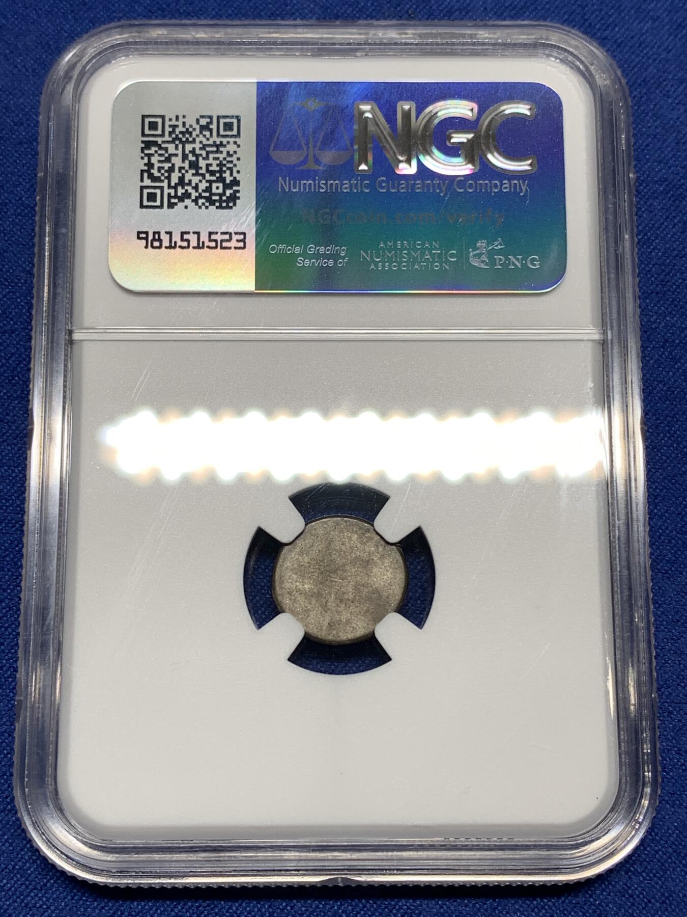 《竞宝斋》第446场 周日，周一，2场连拍 （全场包邮） NGC AU58 柬埔寨1600年-1860年神鸟2PE银币，打制上佳，带光美品。