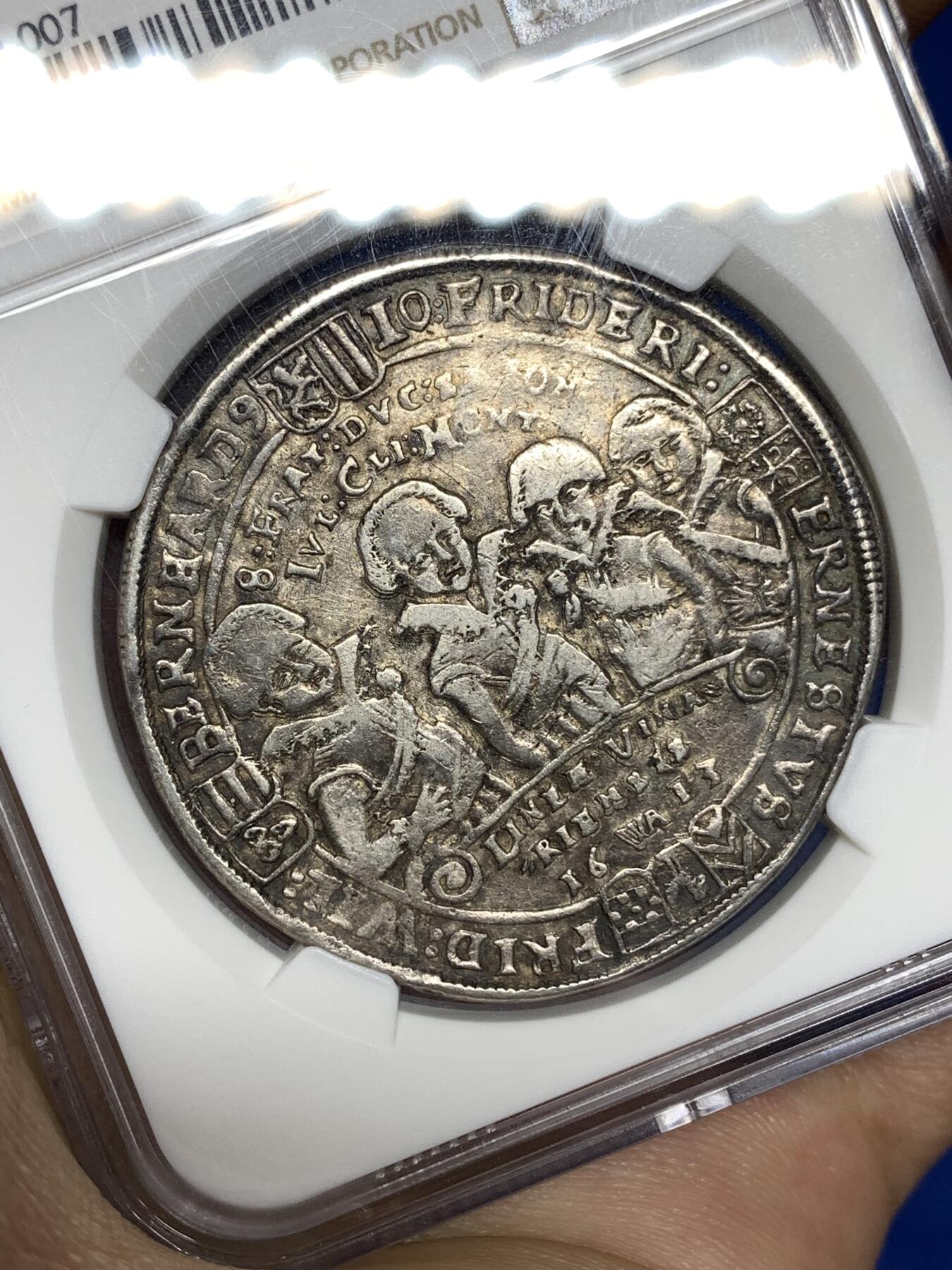 《竞宝斋》第446场 周日，周一，2场连拍 （全场包邮） NGC VF30 德国萨克森-魏玛1613年八兄弟1泰勒银币，稀少，人像清晰400多年状态难得