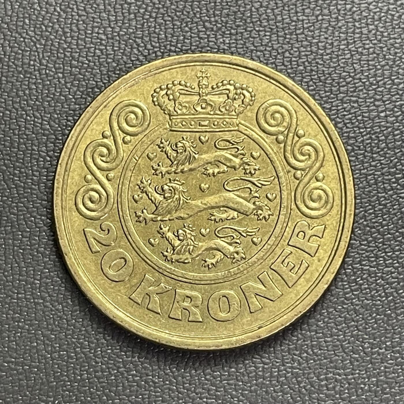 回流1208 丹麦1990年20法郎铜币 玛格丽特二世