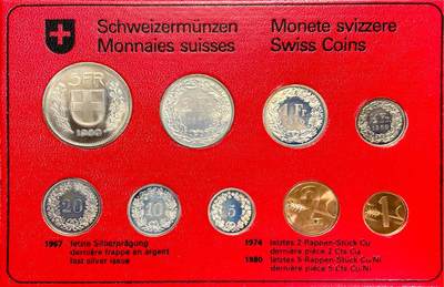 回流1208 - 全新 瑞士1980年套币卡册 8枚全