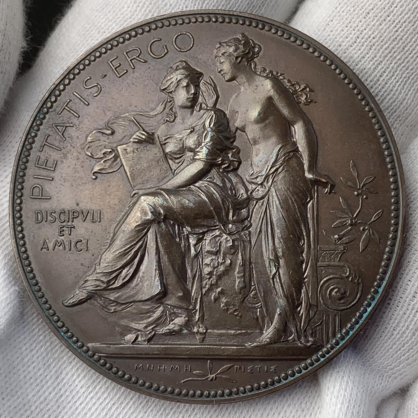 掌中浮雕-藏着的欧洲第045场 1885年历史学家奥托·希费尔德教授铜章，46.5mm，奥地利章牌艺术大师安东·沙夫（A.Scharff）设计作品，少见品种，送合适的亚克力盒子,