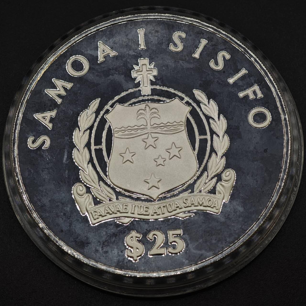 【淘币小摊】实时拍第八百二十二拍   银币套币场   满百包邮可预留二周 每周一统一发货   西萨摩亚1986年“康提基”号帆船25塔拉银币5盎司精制银币1988年克劳斯最具艺术币银价2060