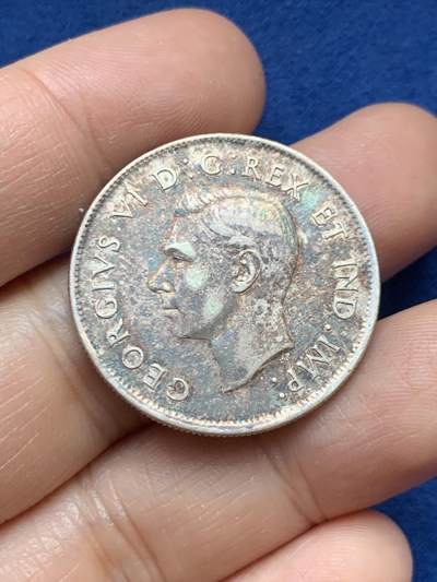 《竞宝斋》第446场 周日，周一，2场连拍 （全场包邮） - 加拿大1944年50分银币 包浆漂亮