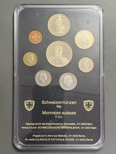 回流1208 -  瑞士1987年版8枚全套*精制法郎 瑞士国家银行官方封装