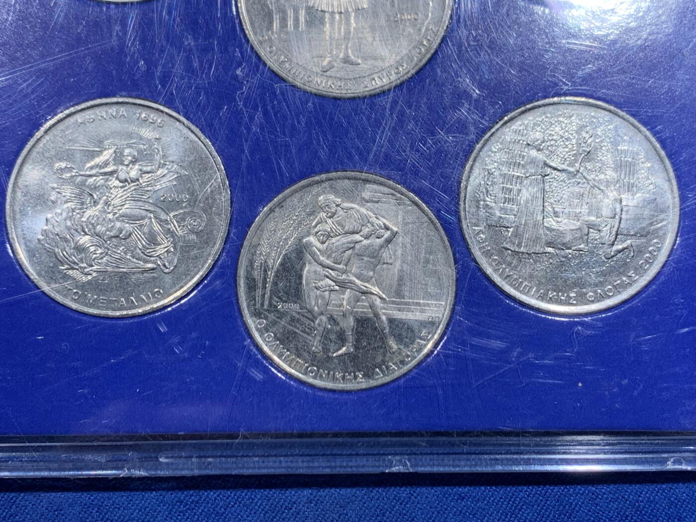 《竞宝斋》第446场 周日，周一，2场连拍 （全场包邮） 希腊 2004年雅典夏季奥运会 6枚装 500德拉克马  纪念币 非常少见的品种