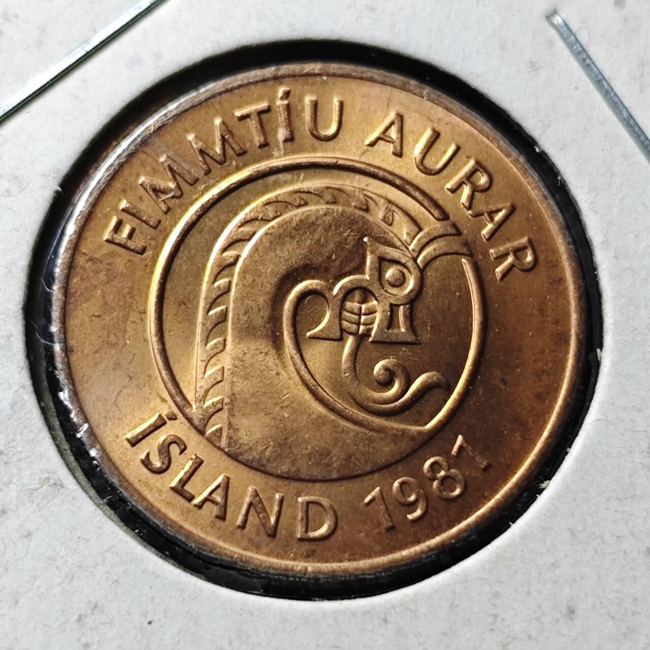 KK钱币收藏小铺 第376期  2月预留时间 周末发货  冰岛50奥拉 虾 好品铜币