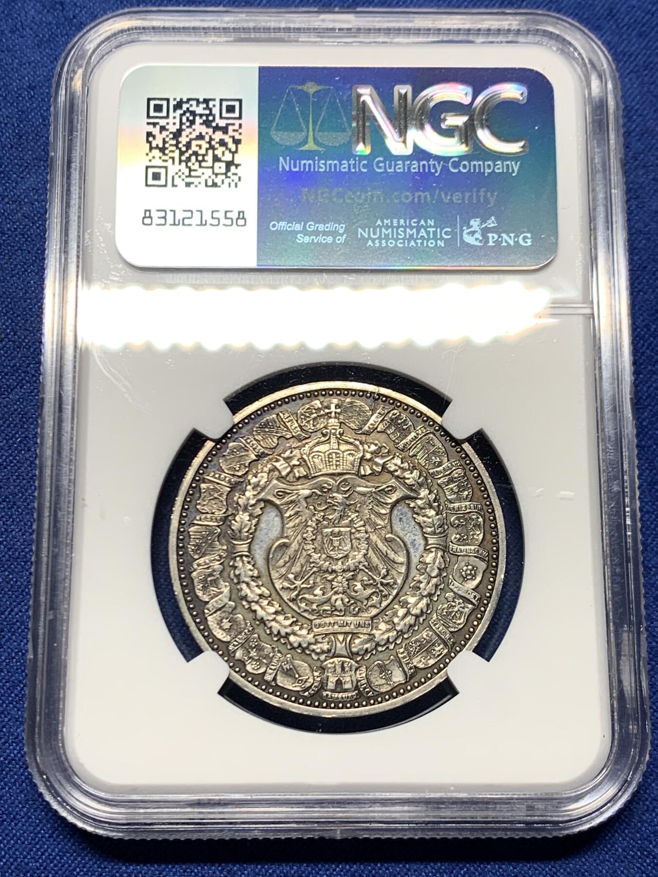 《竞宝斋》第446场 周日，周一，2场连拍 （全场包邮） NGC UNCD 1894年德国普鲁士帝国大厦建成银章