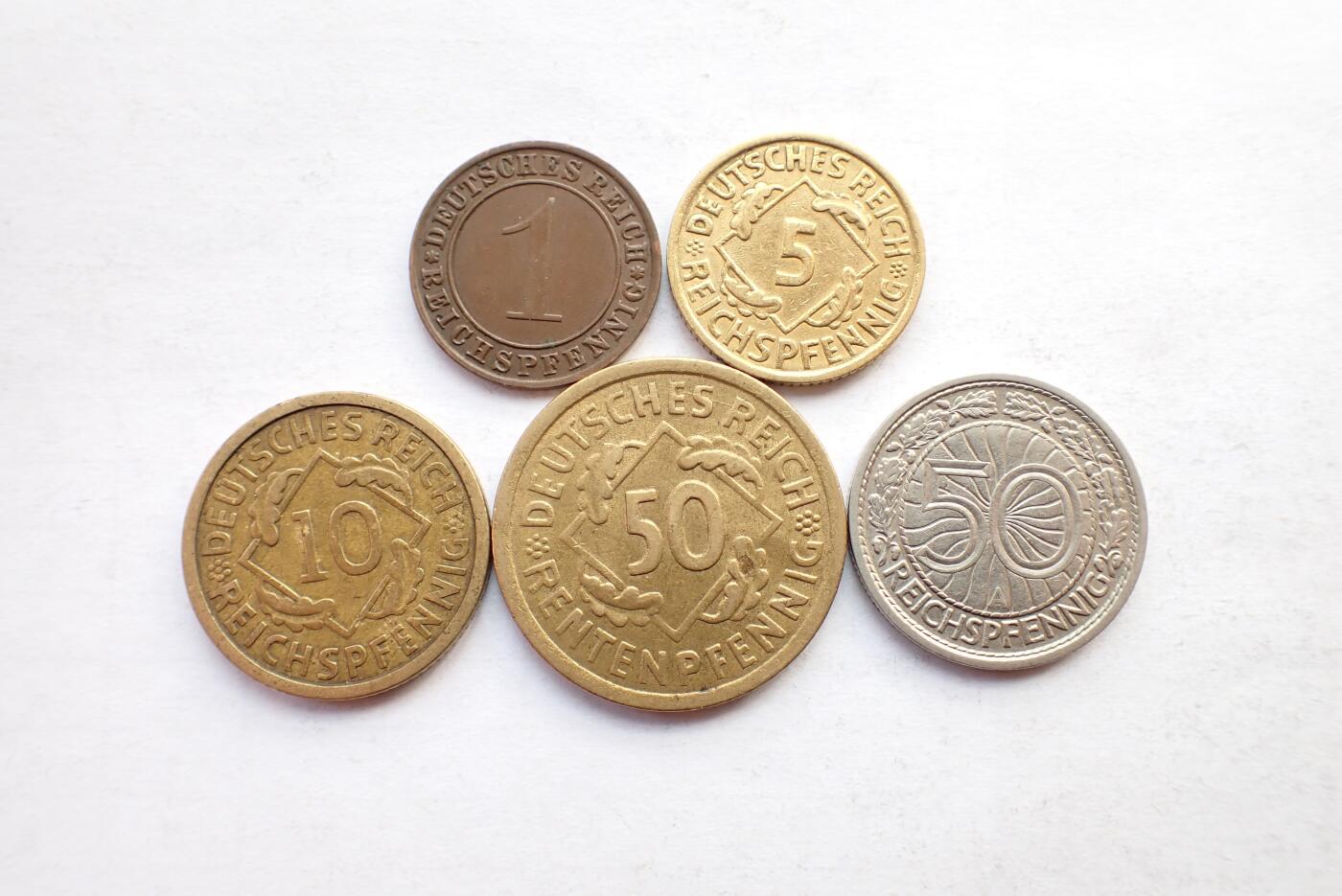 古楚泉社世界钱币专场NO.2 德国魏玛共和国时期硬币一套