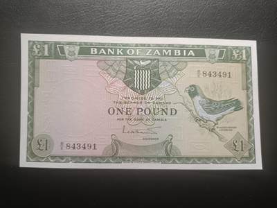 2025十二月第二期，总207期 - 赞比亚1964版1镑UNC-，黑脸牡丹鹦鹉和工厂，稀有的独立后首版