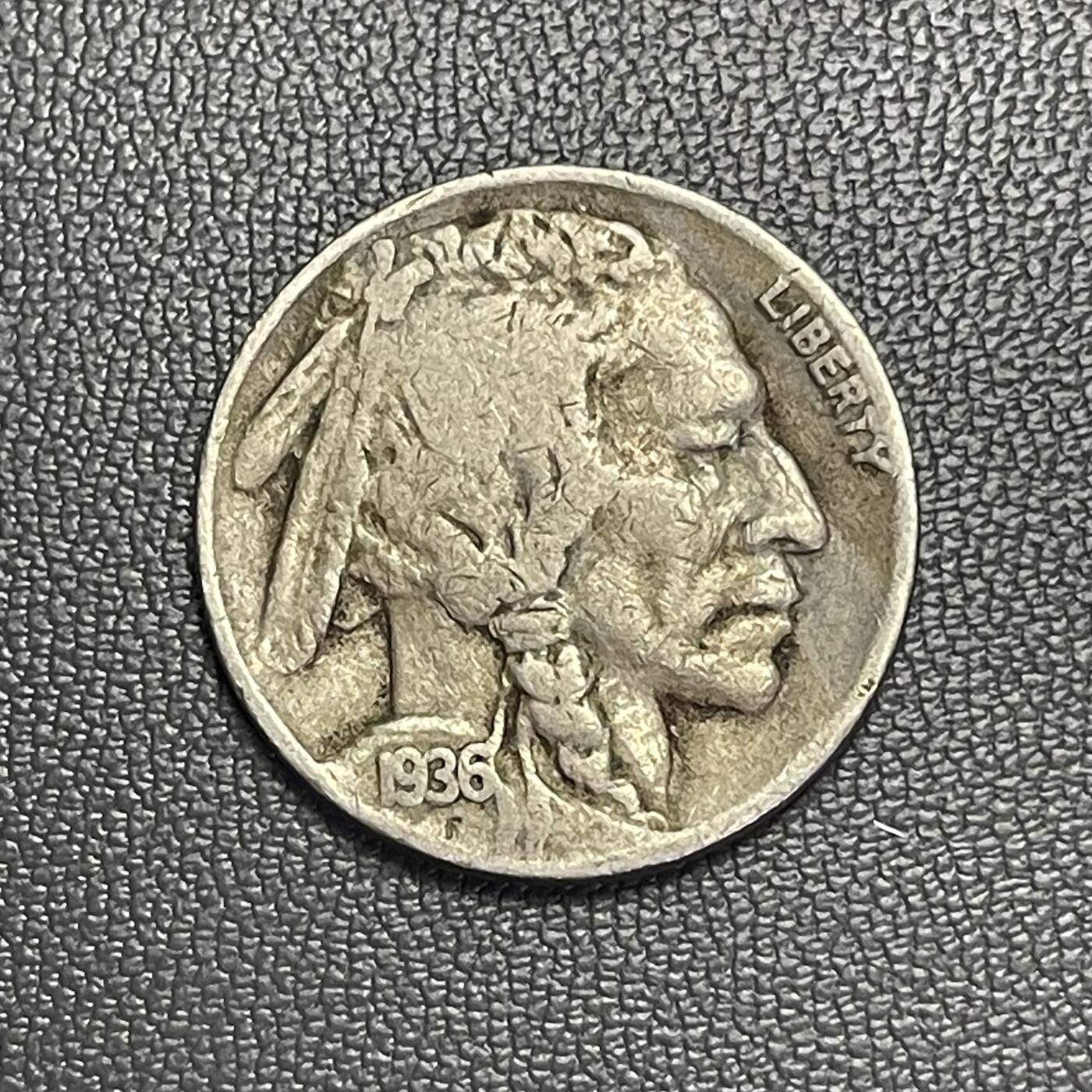 回流1208 美国1936年印第安人头像/野牛5美分 也被称为“水牛镍币”