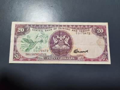 12月10号晚上8点 外国纸币自动截拍第71场 - 特立尼达和多巴哥20元 1979年 极美品 稀少签名