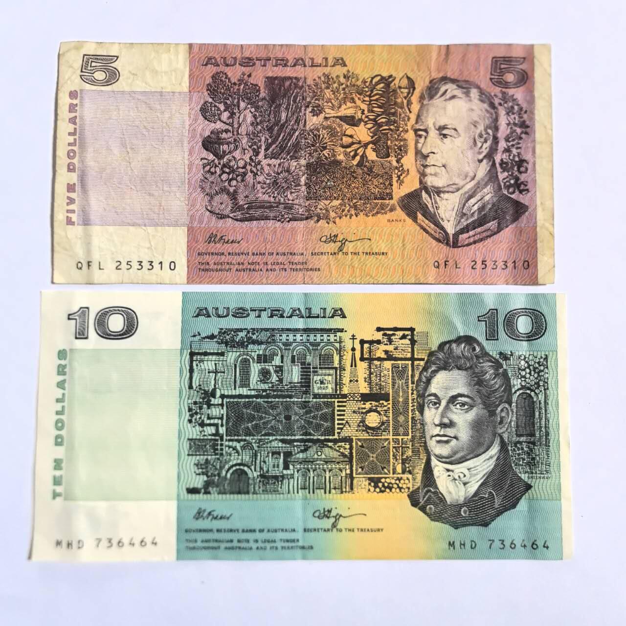 各国外币第101期 新西兰5元10元 2张