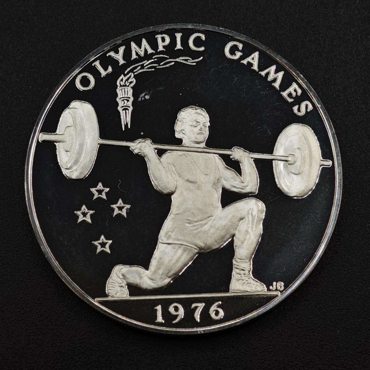 【淘币小摊】实时拍第八百二十二拍   银币套币场   满百包邮可预留二周 每周一统一发货   萨摩亚1976年奥运会举重1塔拉精制银币1盎司925银价381