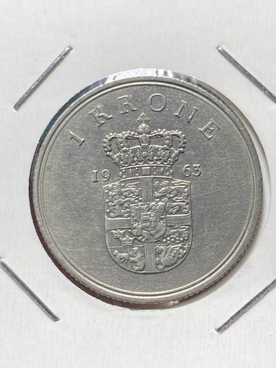 2025年第一百三十四场(总第一百六十场）外国好品纸夹散币场(免佣金) - 丹麦🇩🇰1963年1克朗(弗雷德里克九世第三版，C; S版)