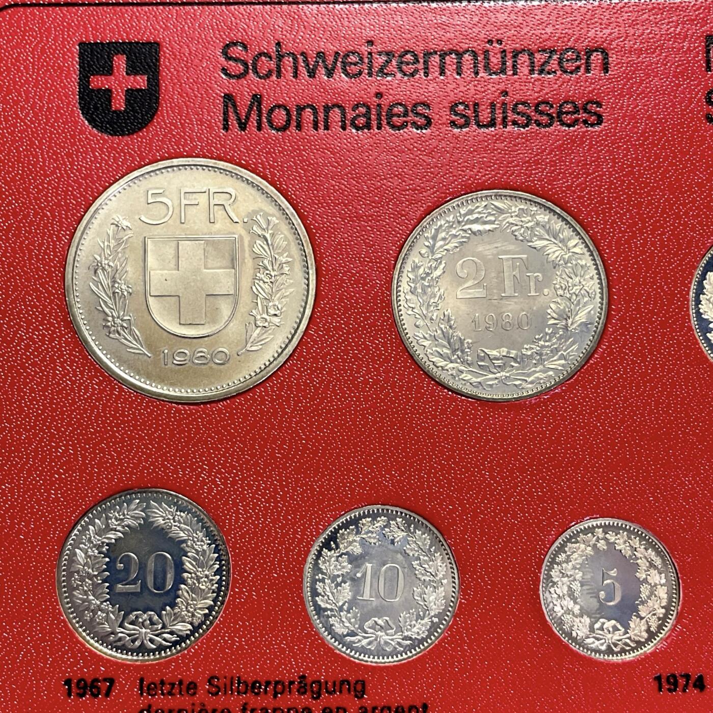 回流1208 全新 瑞士1980年套币卡册 8枚全