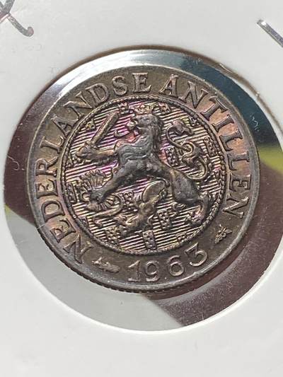 2025年第一百三十四场(总第一百六十场）外国好品纸夹散币场(免佣金) - 彩光好品–荷属安的列斯1963年1分(朱丽安娜女王时期，Fish–鱼标)