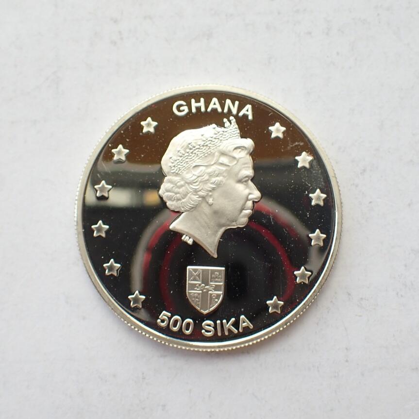 古楚泉社世界钱币专场NO.2 精制加纳2002年500斯卡纪念银币