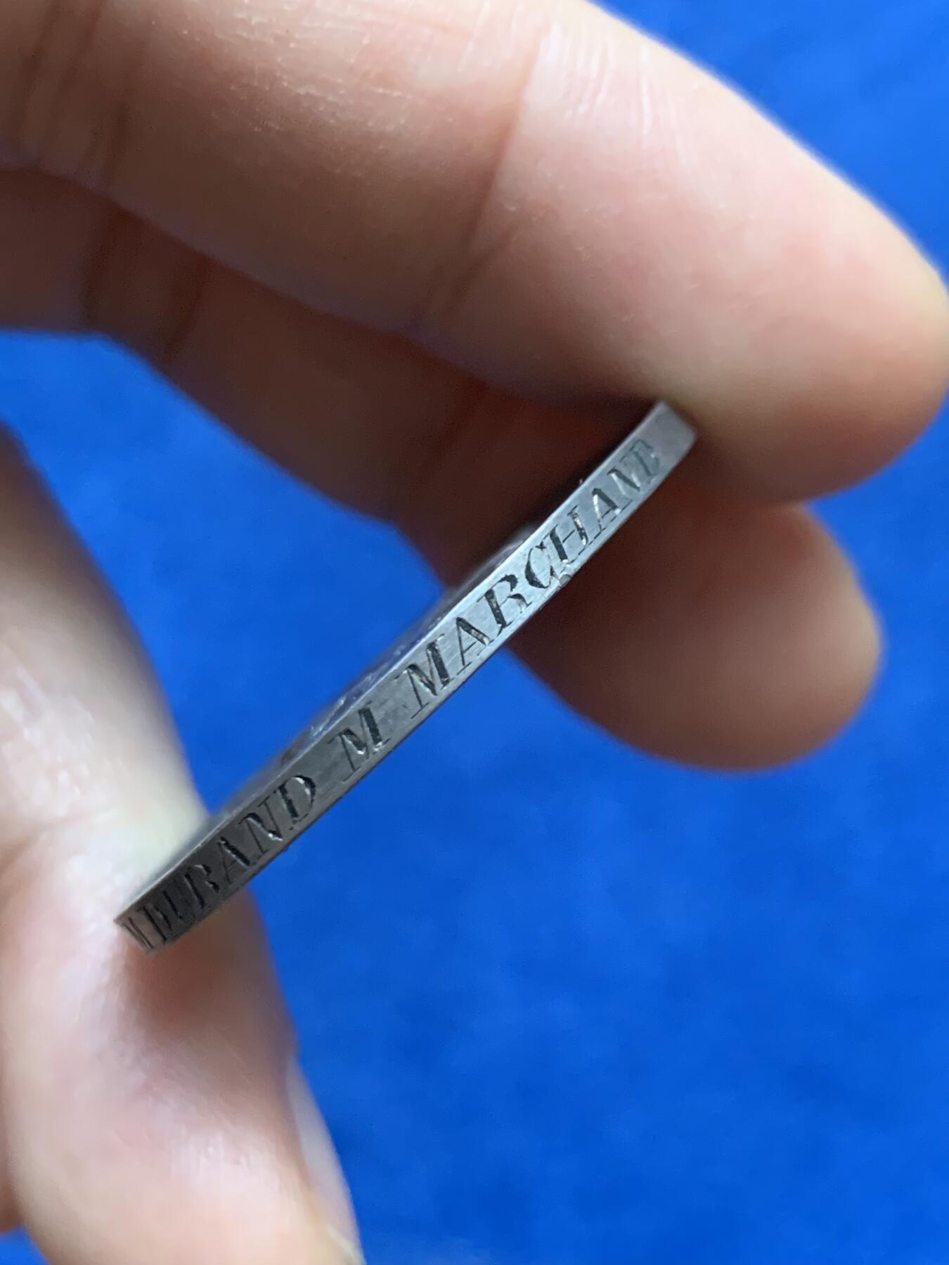 《竞宝斋》第446场 周日，周一，2场连拍 （全场包邮） 法国婚姻纪念银章 33.8mm 16.05克 1878 蜜蜂银标 边铭周圈刻字 背面花体字好看