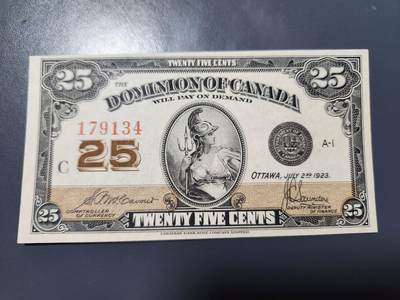 12月10号晚上8点 外国纸币自动截拍第71场 - 加拿大25分 1923年第三版 极美品近新