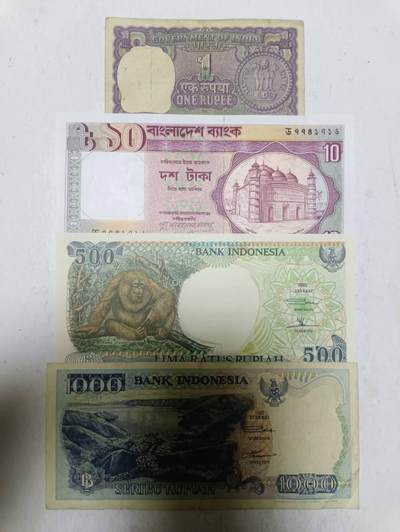 【20251211】非全新纸币和硬币第312场 - 亚洲国家4张纸币