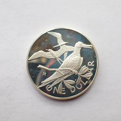 古楚泉社世界钱币专场NO.2 - 精制维尔京群岛1973年1元海鸟银币