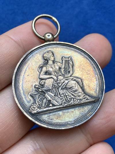 《竞宝斋》第446场 周日，周一，2场连拍 （全场包邮） - 法国1893年音乐节镀金银章 带环重约16克 36.2mm 野猪头 菱形 双标