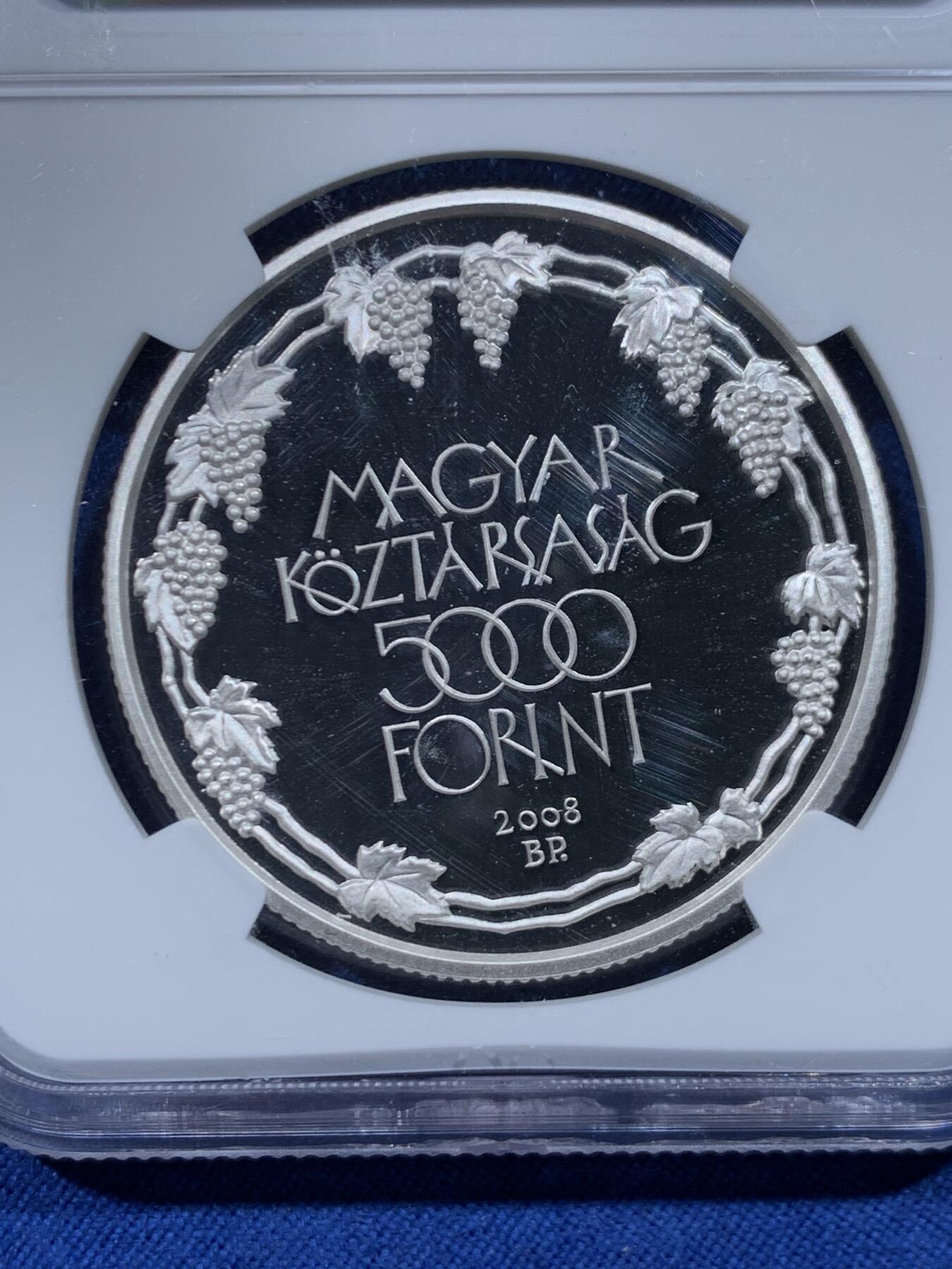 《竞宝斋》第446场 周日，周一，2场连拍 （全场包邮） NGC PF69UC 匈牙利克劳斯获奖币 2008年欧罗巴之星-托卡伊葡萄酒产区5000福林银币 925银 31.46克