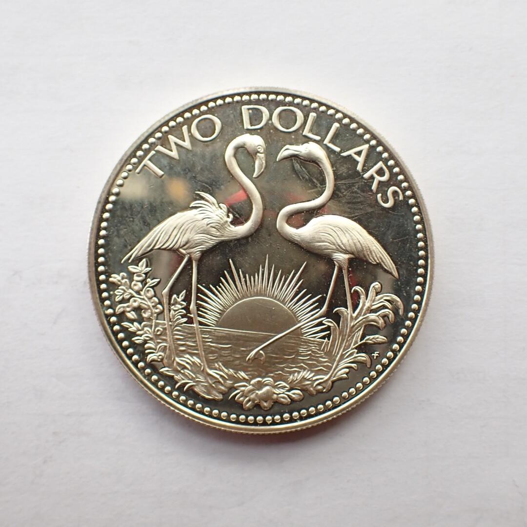 古楚泉社世界钱币专场NO.2 巴哈马1974年火烈鸟2元大银币