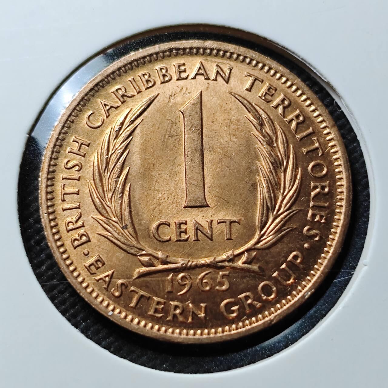 KK钱币收藏小铺 第376期  2月预留时间 周末发货  1965英属加勒比1分铜币 好品