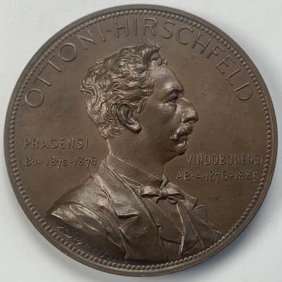 掌中浮雕-藏着的欧洲第045场 - 1885年历史学家奥托·希费尔德教授铜章，46.5mm，奥地利章牌艺术大师安东·沙夫（A.Scharff）设计作品，少见品种，送合适的亚克力盒子,