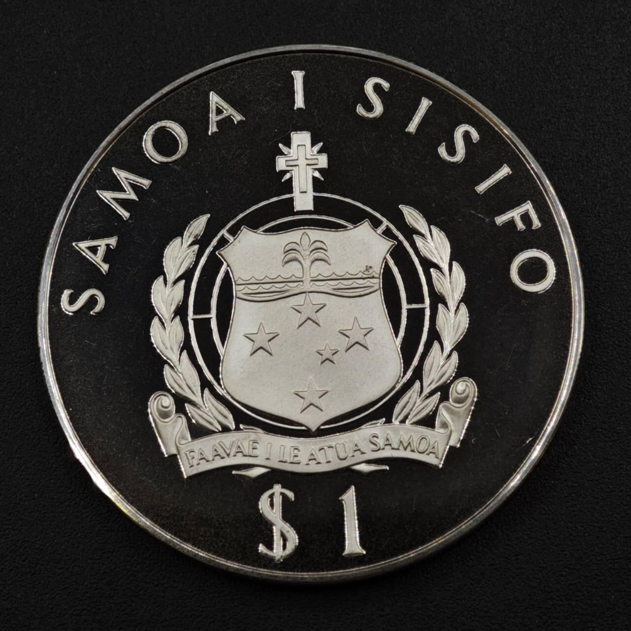 【淘币小摊】实时拍第八百二十二拍   银币套币场   满百包邮可预留二周 每周一统一发货   萨摩亚1976年奥运会举重1塔拉精制银币1盎司925银价381