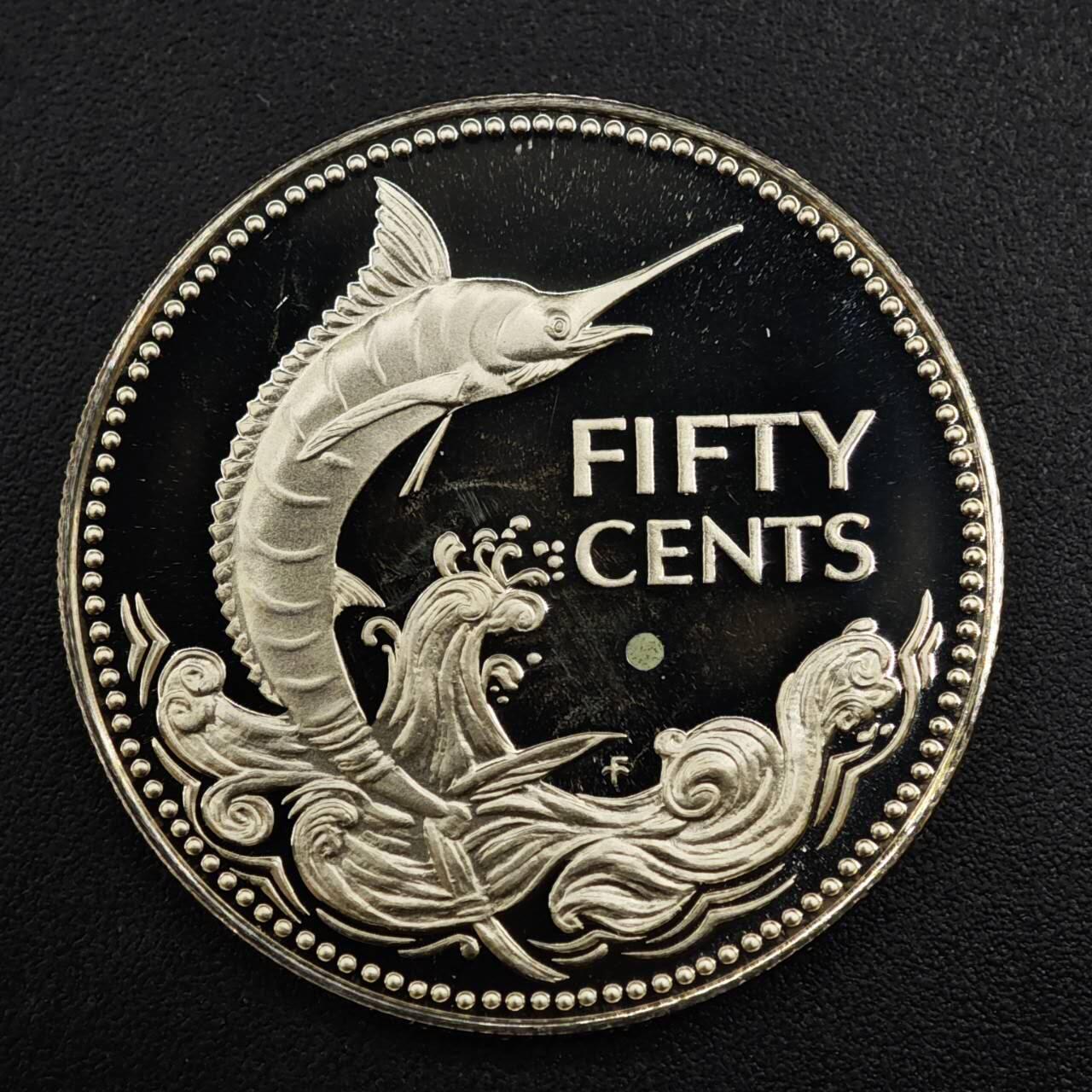 【淘币小摊】实时拍第八百二十二拍   银币套币场   满百包邮可预留二周 每周一统一发货   巴哈马1975年50分剑鱼精制银币重10.37克800银 纯银价110