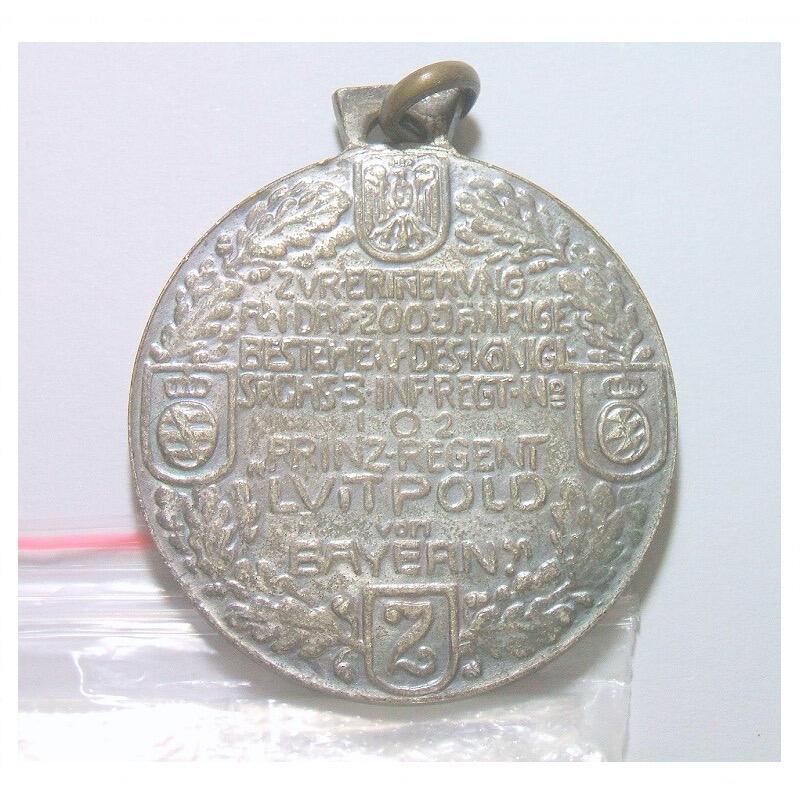 德国1909年 萨克森步兵团200周年 高浮雕精制大镀银章 40MM