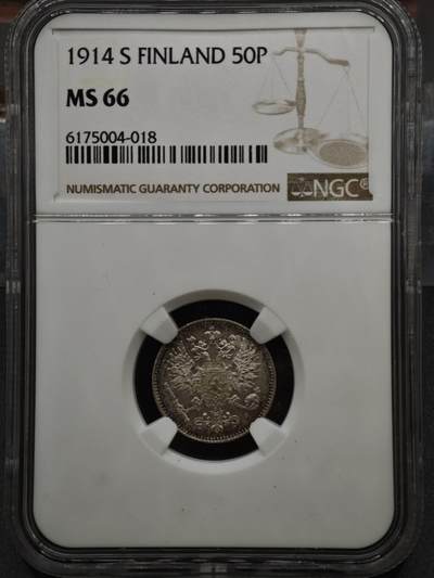 【淘币小摊】实时拍第八百二十二拍   银币套币场   满百包邮可预留二周 每周一统一发货   - 芬兰1914年50芬妮银币 NGC MS66