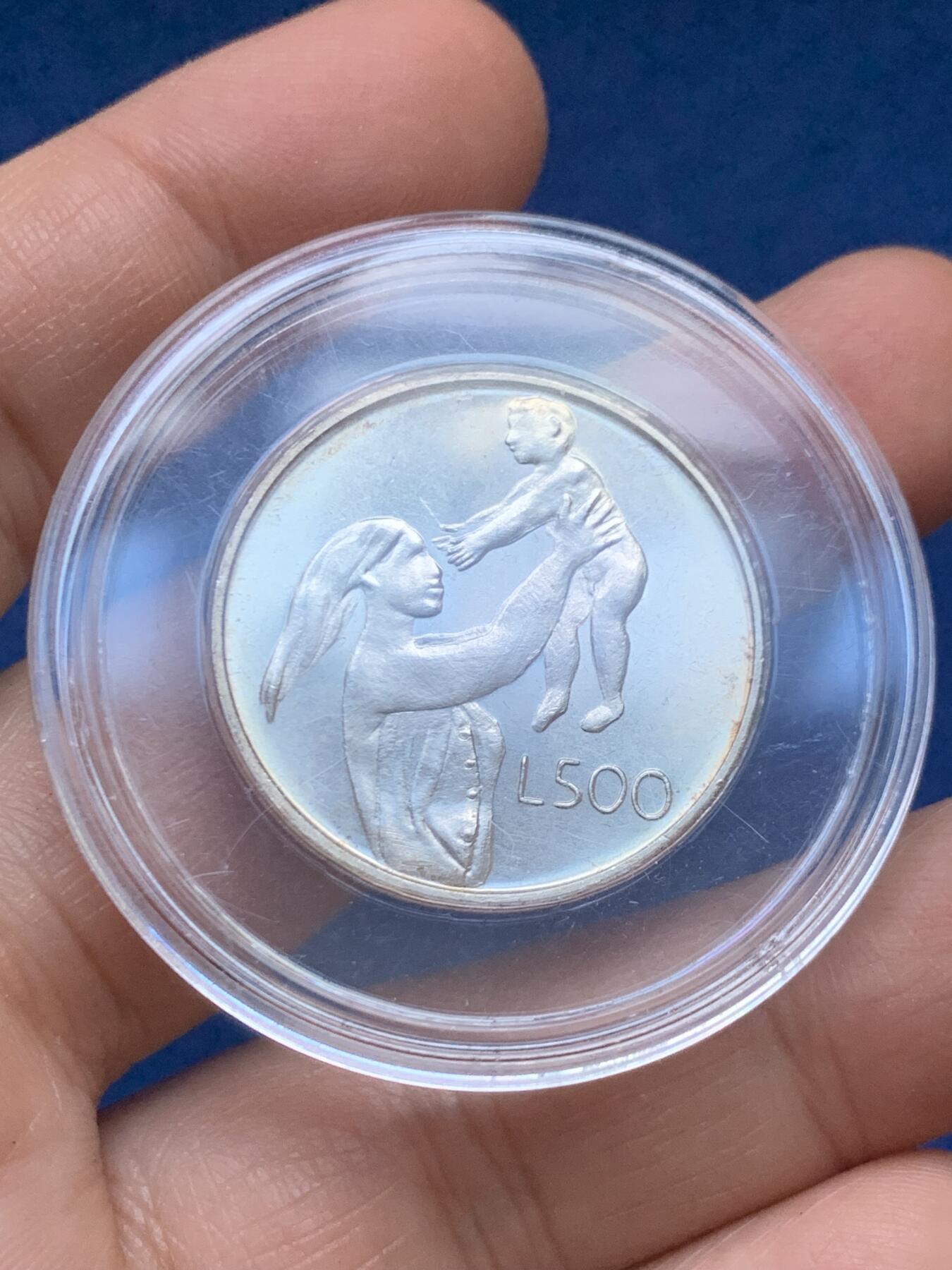 《竞宝斋》第446场 周日，周一，2场连拍 （全场包邮） 圣马力诺1972年500里拉银币 835银 11克