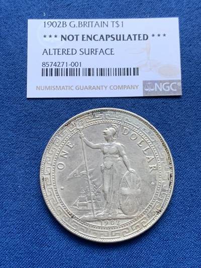 《竞宝斋》第446场 周日，周一，2场连拍 （全场包邮） - 1902年B版 英国贸易银元 站洋壹圆