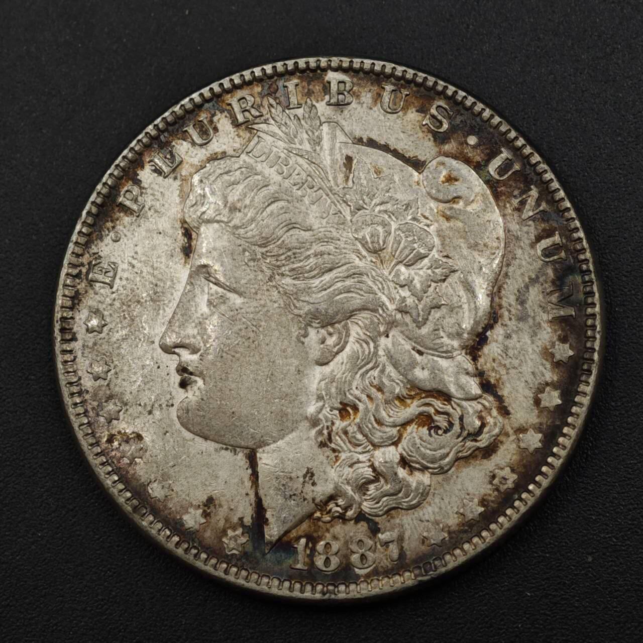 【淘币小摊】实时拍第八百二十二拍   银币套币场   满百包邮可预留二周 每周一统一发货   美国1887年摩根银币环彩包浆